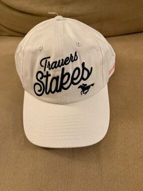 Travers Stakes White Baseball Cap with Navy Embroidery